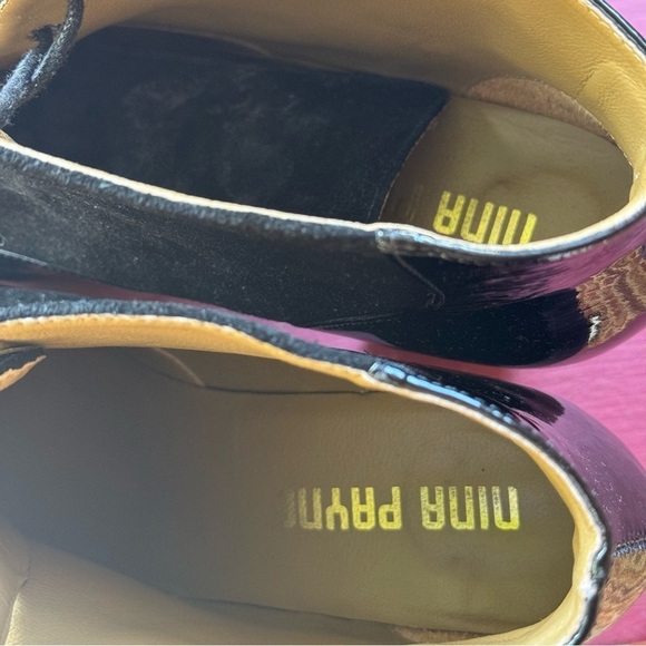 Nina Payne Anthropologie Patent Leather Lace Up Booties 41 / 9.5 Black - Picture 7 of 8